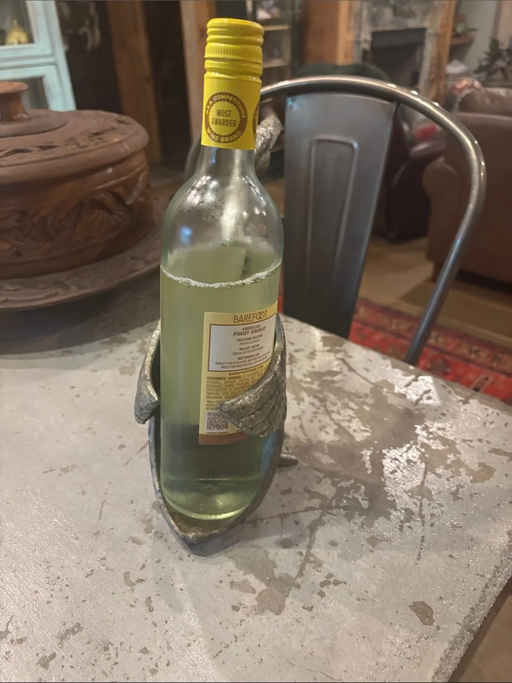 Decorative silver pewter Duck Bottle Holder